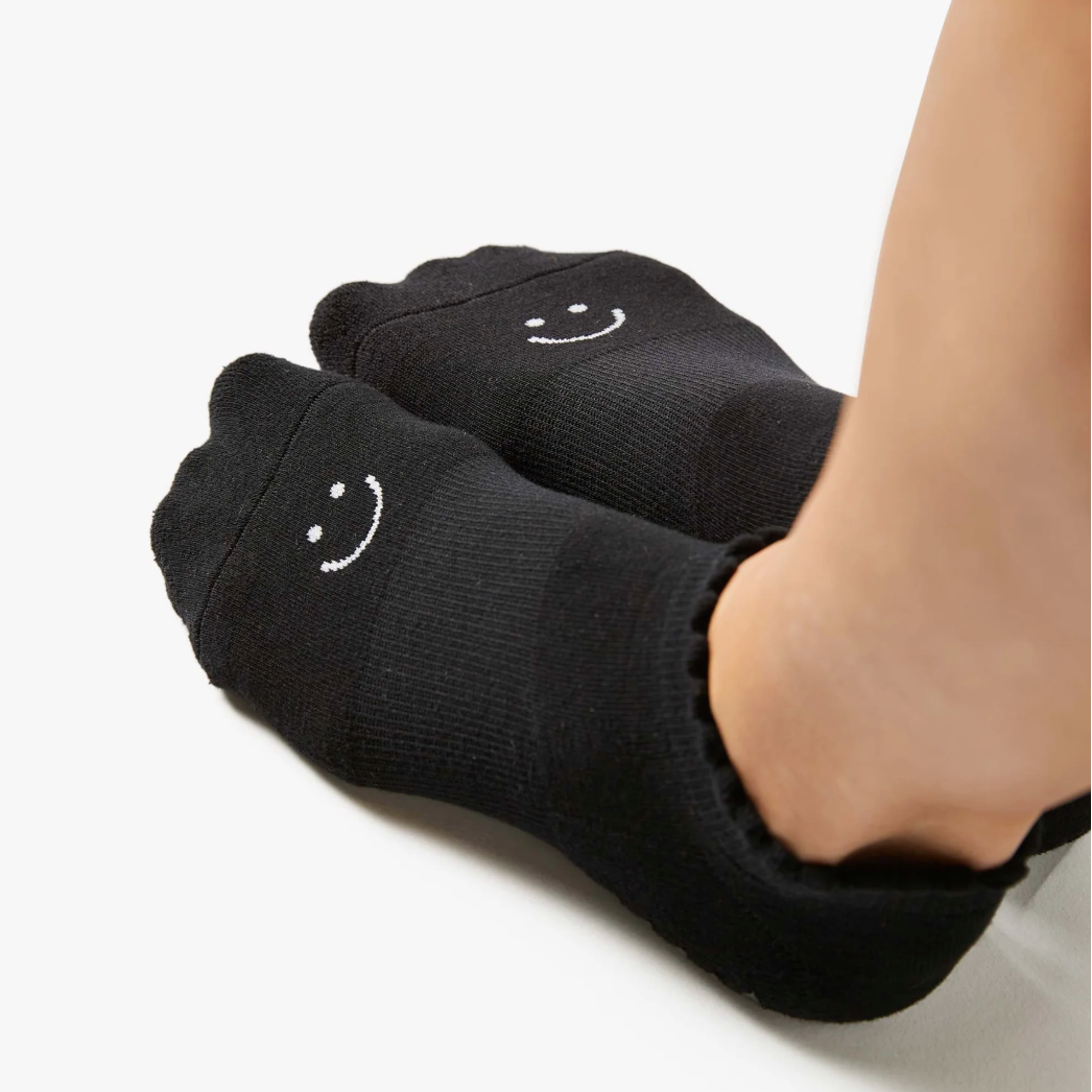 Pilates Socken mit Smiley - rutschfeste Sohle