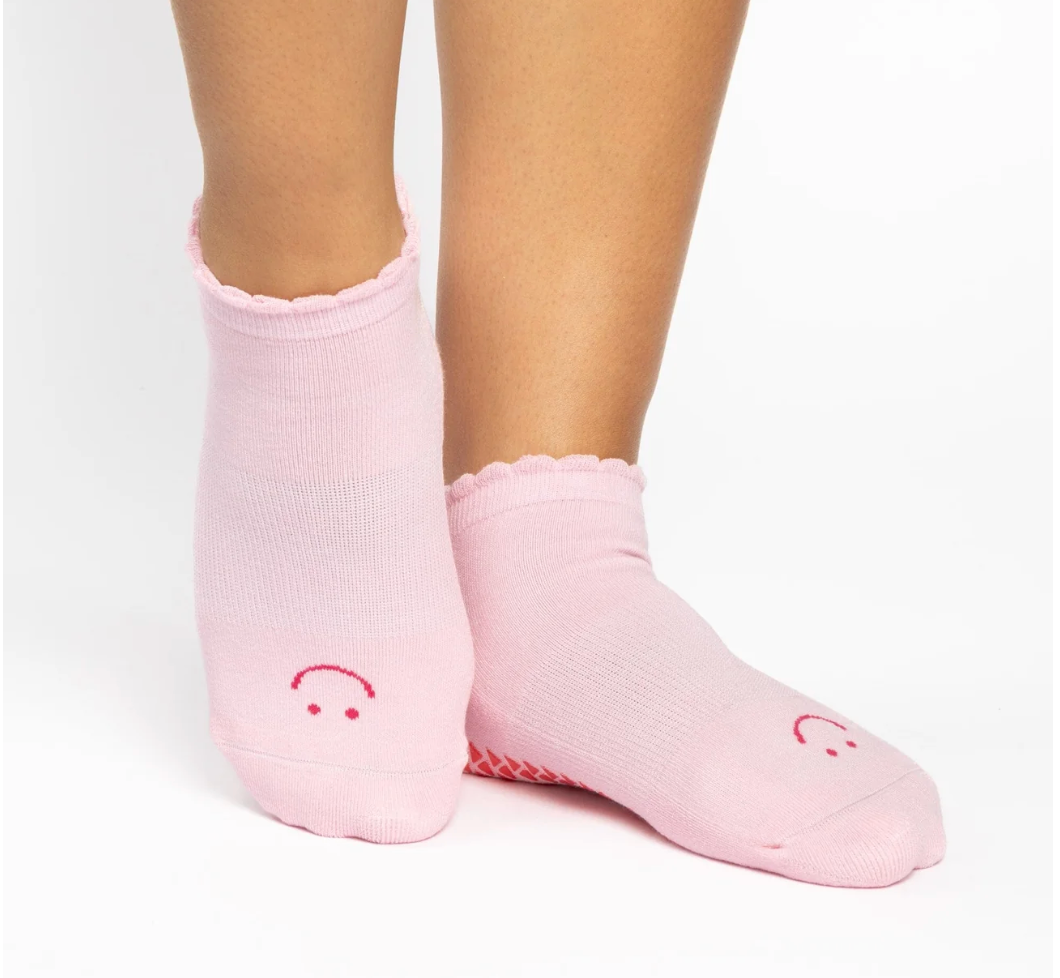 Pilates Socken mit Smiley - rutschfeste Sohle