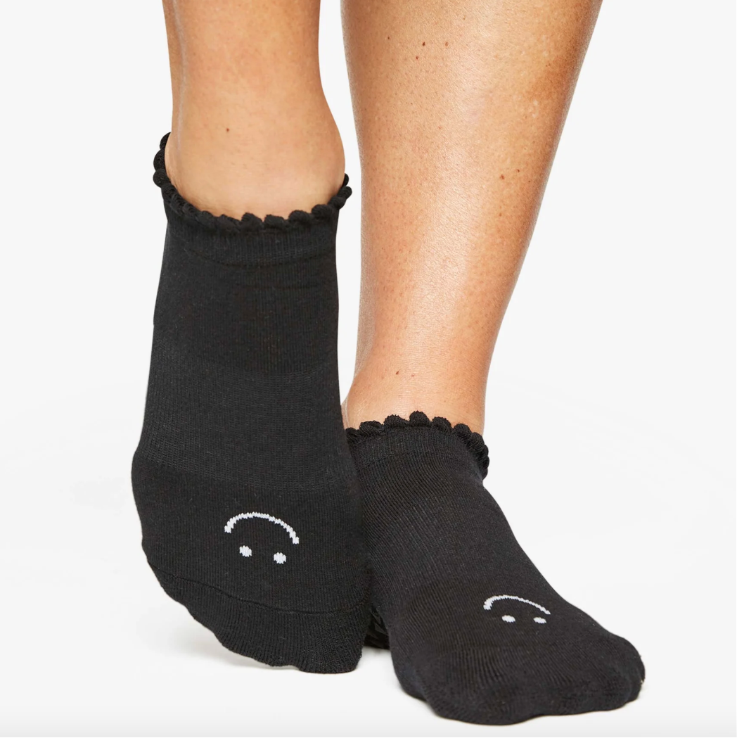 Pilates Socken mit Smiley - rutschfeste Sohle
